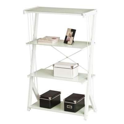 Movable Graceful 4-tiers metal glass bookshelf for home office