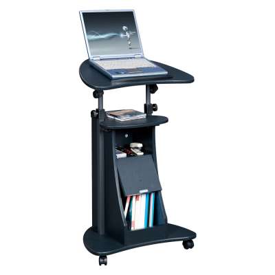 Height Adjustable Laptop Stand Table On Wheels With Storage Cabinet