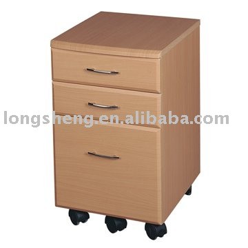 movable and flexible 3 Drawers Lateral Wood File Cabinet in beech